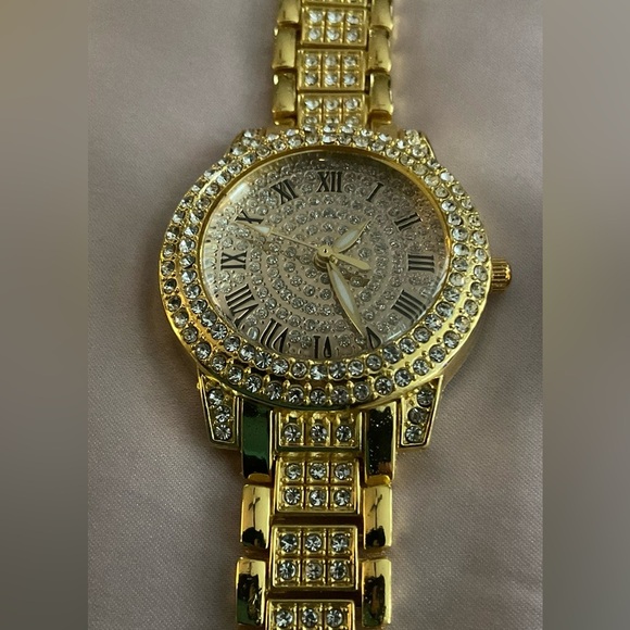 Gold Crystal Accent Women's Bracelet Watch - Picture 3 of 5